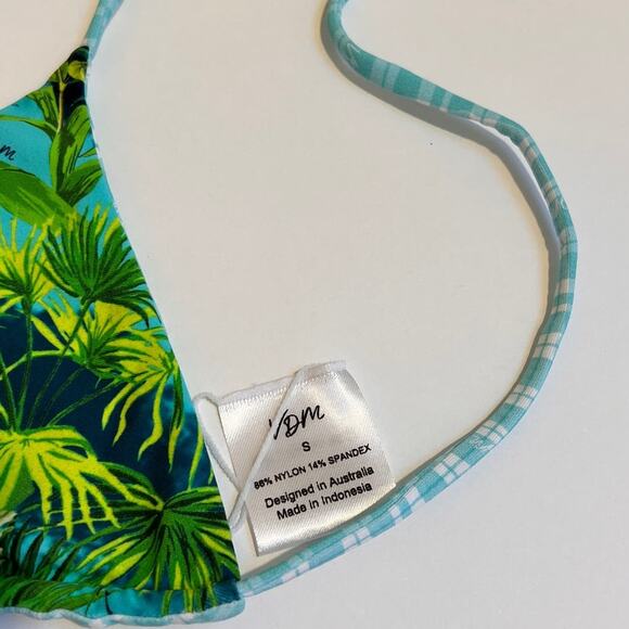 Revolve VDM The Label Blair Reversible Bikini Top in Tropical/Mint Check Sz Sm - Picture 4 of 7